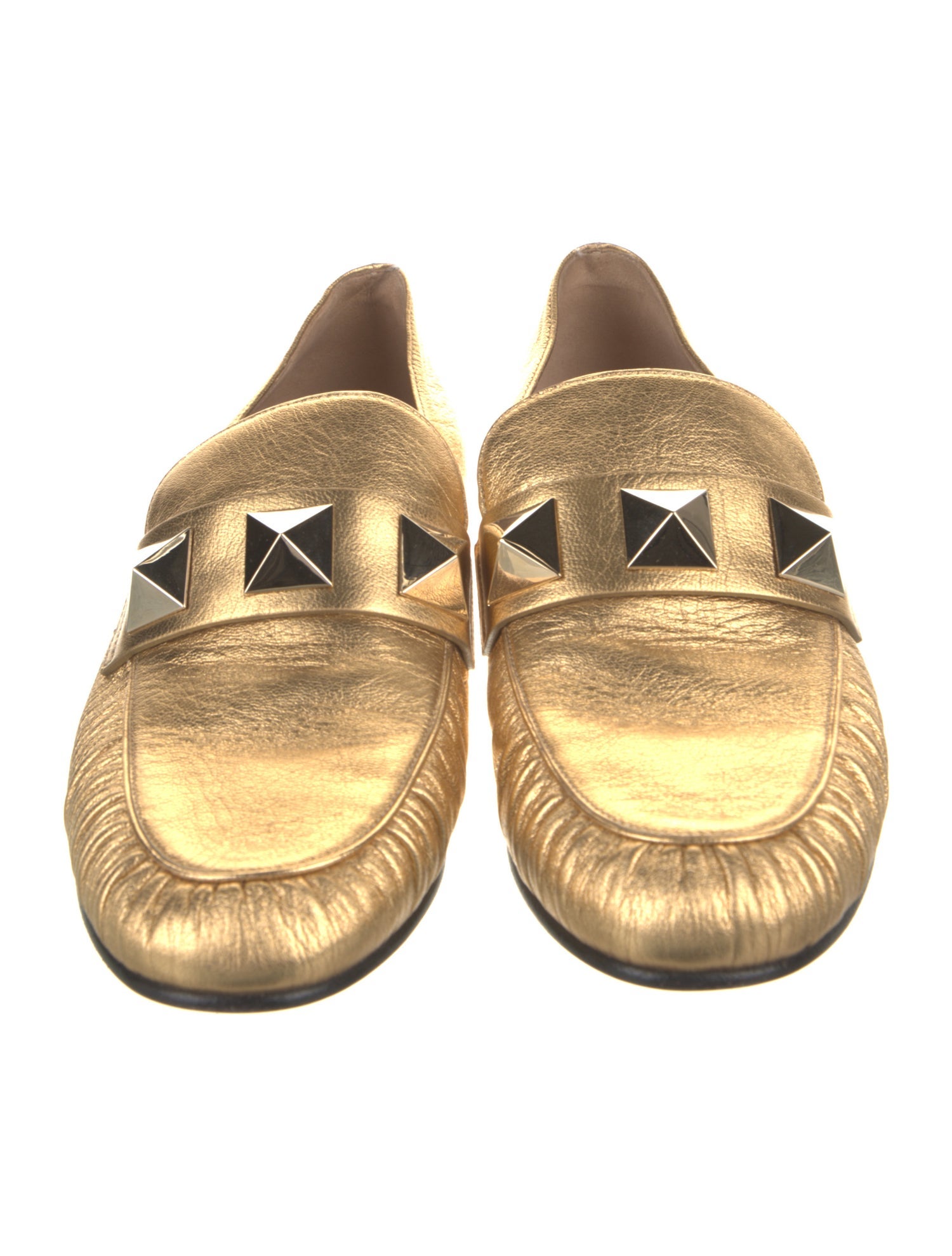 Valentino Rockstud Accents Leather Loafers